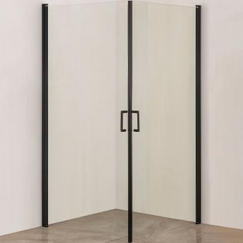 Душевой уголок Orange E04-090TB 90x90 профиль Черный стекло прозрачное — фото 1, Квадратные душевые уголки