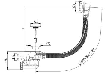 MD0471/80 Слив-перелив для ванны пластик (полуавтомат) хром RAV SLEZAK — фото 2, Сливы-переливы