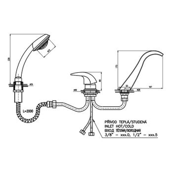 Смеситель на борт ванны Rav Slezak Dunaj D461.5Y Хром — фото 2, Смесители на борт ванны