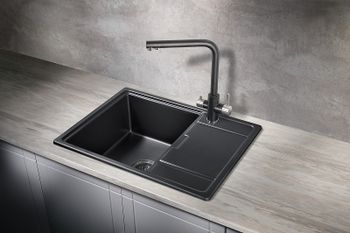 Кухонная мойка Milacio Navarra 65 Cuarzo MC.77061 Черная матовая — фото 3, Кухонные мойки