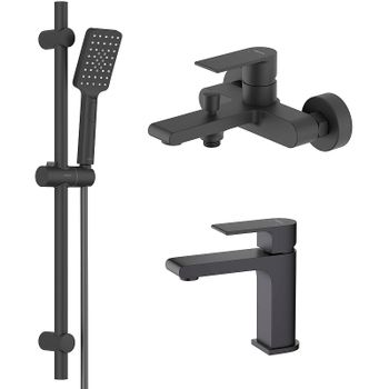 Комплект смесителей Aquatek Лира AQ1430MB Черный матовый — фото 1, Готовые комплекты для ванной комнаты