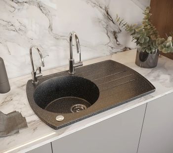 Кухонная мойка Domaci Бьелла DMC-23 GWS-23-308 Черная — фото 3, Кухонные мойки