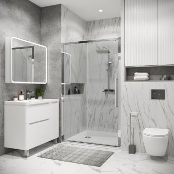 Душевая дверь Grossman Cosmo 100 100.K33.02.100.10.00 профиль Хром стекло прозрачное — фото 2, Раздвижные душевые двери