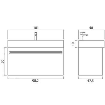 Тумба под раковину Creto Etna 100 4-1079S подвесная Soft — фото 4, Тумбы под раковину