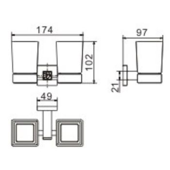 Стакан для зубных щеток CeramaLux Venezia 88603-1 двойной Хром — фото 2, Стаканы для зубных щеток