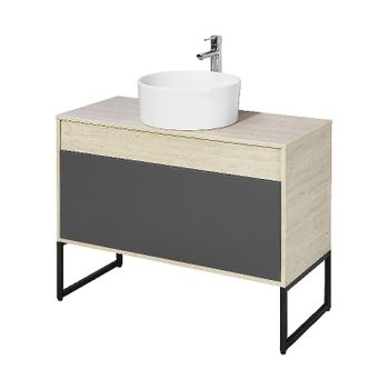 Тумба под раковину Aquaton Лофт Урбан 100 1A247701LQX60 подвесная Cерый графит Дуб орегон — фото 10, Тумбы под раковину