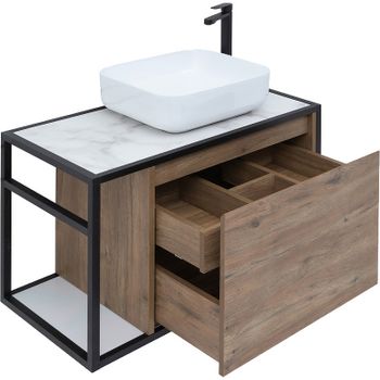 Тумба под раковину Aquanet Nova Lite Loft 75R 261657 подвесная Дуб рустикальный — фото 10, Тумбы под раковину