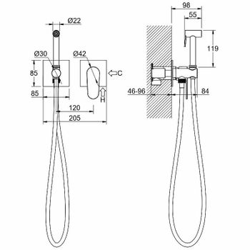 Гигиенический душ со смесителем Aquatek Оберон AQ1220MB Черный матовый — фото 6, Гигиенические души