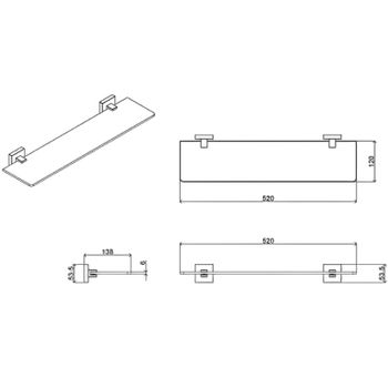 Стеклянная полка Azario Rina AZ-87003 Хром — фото 2, Полки для ванной и душа