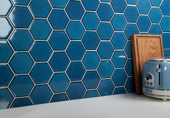 Керамическая мозаика StarMosaic Hexagon big Deep Blue Glossy JJFQ80048 25,6x29,5 см — фото 2, Мозаика
