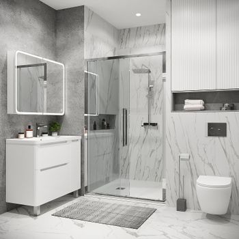 Душевая дверь Grossman Cosmo 100 100.K33.02.100.10.00 профиль Хром стекло прозрачное — фото 3, Раздвижные душевые двери