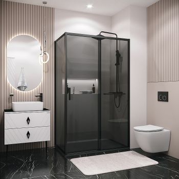 Душевой уголок Grossman Style 110х70 120.K33.05.1170.21.10 профиль Черный матовый стекло тонированное — фото 1, Прямоугольные душевые уголки