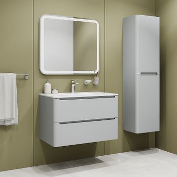 Тумба с раковиной Iddis Edifice 80 EDI80L0i95K подвесная Светло-серая — фото 9, Тумбы с раковиной