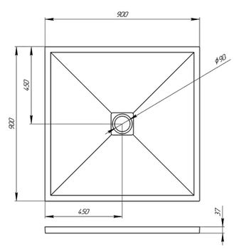 Душевой поддон из искусственного камня Veconi Tezeo 90x90 TZW20-90-R1 Белый — фото 2, Душевые поддоны из искусственного камня