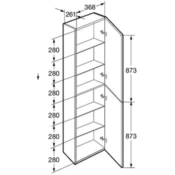 Шкаф пенал Roca Ona 40 A857635509 подвесной Белый матовый — фото 6, Пеналы для ванной комнаты