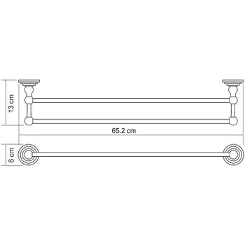 Полотенцедержатель WasserKRAFT Ammer K-7040 двойной Хром матовый — фото 4, Полотенцедержатели
