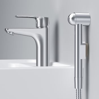 Смеситель для раковины AM.PM Gem F90A03000 с гигиеническим душем Хром — фото 6, Смесители для раковины