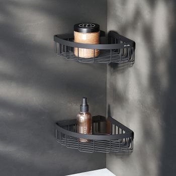 Полка корзина AM.PM Sense L A7452222 угловая Черная матовая — фото 6, Полки для ванной и душа