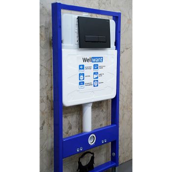 Комплект унитаза AQUAme AQM2004 с инсталляцией WellWant Standart 50 WWISI111BB с сиденьем Микролифт и Черной матовой клавишей смыва — фото 8, Комплекты унитаз + инсталляция
