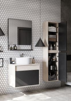 Тумба под раковину Aquaton Лофт Урбан 65 1A254001LQX60 подвесная Cерый графит Дуб орегон — фото 14, Тумбы под раковину