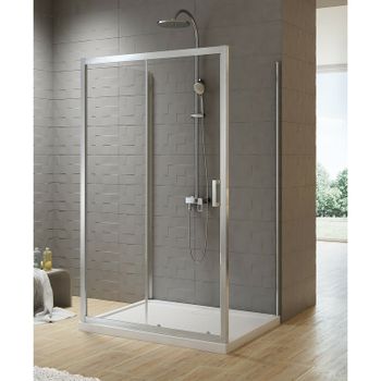 Душевой уголок New Trendy New Varia Chrome 120х90 K-0513 профиль Хром стекло прозрачное — фото 2, Прямоугольные душевые уголки