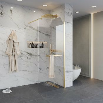 Душевая перегородка Niagara Nova 120 NG-641-12GOLD профиль Холодное золото стекло прозрачное — фото 1, Душевые перегородки