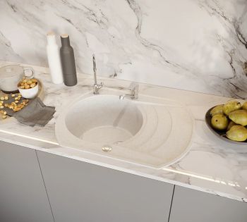 Кухонная мойка Domaci Бьелла DMC-65 GWS-65-331 Белая — фото 2, Кухонные мойки