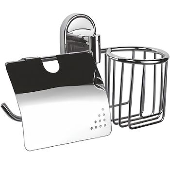 Держатель туалетной бумаги и освежителя воздуха Haiba HB1903-1 с крышкой Хром — фото 1, Держатели туалетной бумаги