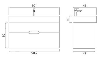 Тумба под раковину Creto Malibu 100 7-1079Cap подвесная Capuchino — фото 5, Тумбы под раковину