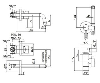 Комплект смесителей Paffoni Light KITZCOL632NO006 Черный матовый — фото 19, Готовые комплекты для ванной комнаты