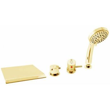 Смеситель на борт ванны Rav Slezak Dunaj Termostat DT274.5PZ с термостатом Золото — фото 1, Смесители на борт ванны