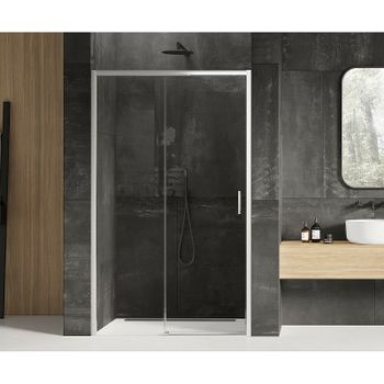 Душевая дверь New Trendy Prime Chrome 150 L D-0308A профиль Хром стекло прозрачное — фото 2, Раздвижные душевые двери