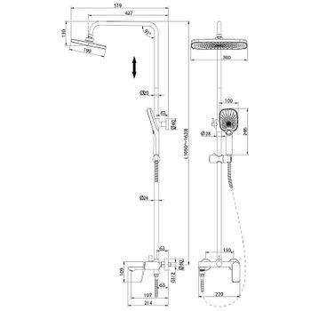 Душевая система Grossman Advans 500.K35.09.210 Черная матовая — фото 9, Душевые стойки