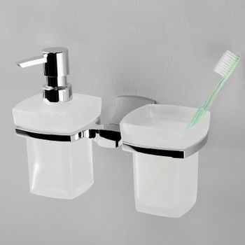 Дозатор для жидкого мыла WasserKRAFT Wern K-2589 со стаканом для зубных щеток Хром — фото 2, Дозаторы