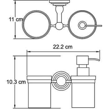Дозатор для жидкого мыла WasserKRAFT Isar K-7389 со стаканом для зубных щеток Темная бронза — фото 4, Дозаторы