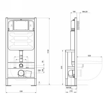 Инсталляция Aquatek Standart 50 INS-0000016 для унитаза без клавиши смыва — фото 3, Инсталляции для унитазов