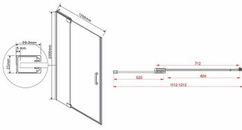 Душевая дверь Vincea Extra 120 VDP-1E1112CGB профиль Черный стекло тонированное — фото 8, Распашные душевые двери