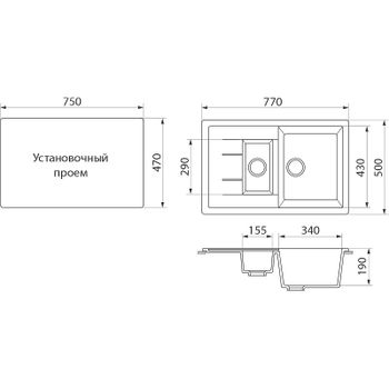 Кухонная мойка Domaci Бьелла DMC-21K DMC-21K-308 Черная — фото 9, Кухонные мойки