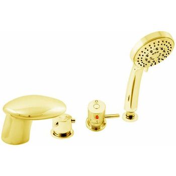 Смеситель на борт ванны Rav Slezak Dunaj Termostat DT271.5PZ с термостатом Золото — фото 1, Смесители на борт ванны