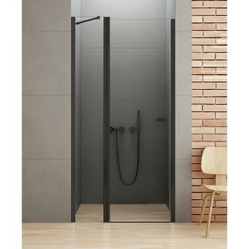 Душевая дверь New Trendy New Soleo Black 100 D-0242A профиль Черный стекло прозрачное — фото 2, Распашные душевые двери