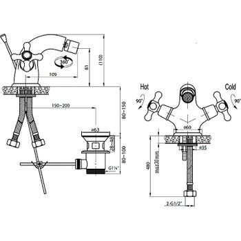Смеситель для биде Cezares Golf-BS1-02 Бронза — фото 3, Смесители для биде
