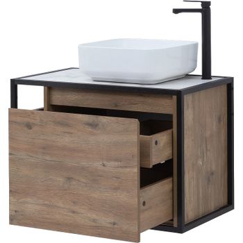 Тумба под раковину Aquanet Nova Lite Loft 75R 261657 подвесная Дуб рустикальный — фото 6, Тумбы под раковину