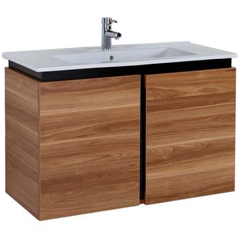 Тумба с раковиной Creavit Verti 100 VE0100.42.VV подвесная Орех — фото 1, Тумбы с раковиной