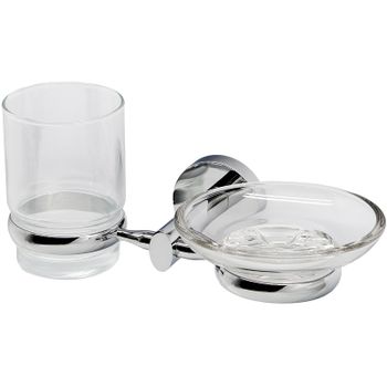 Стакан для зубных щеток с мыльницей WasserKRAFT Rhein K-6226 Хром — фото 1, Стаканы для зубных щеток