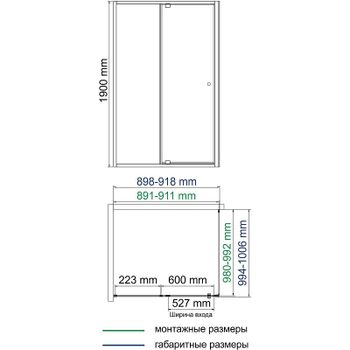 Душевой уголок WasserKRAFT Aula 90х100 11P18 профиль Хром стекло прозрачное — фото 4, Прямоугольные душевые уголки