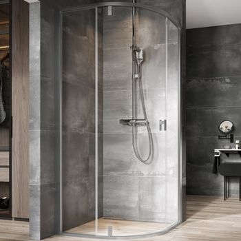 Душевой уголок Ravak Nexty NSKK3-90 90x90 3O677U00Z1 профиль Сатин стекло Transparent — фото 1, Душевые уголки четверть круга