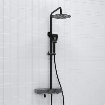 Душевая система WasserKRAFT A114.258.130.CB Thermo с термостатом Черная матовая — фото 7, Душевые стойки