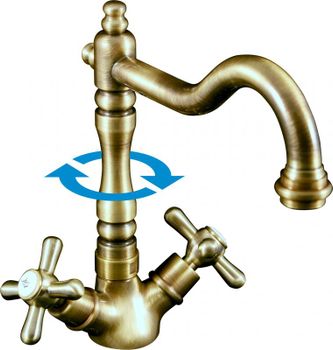 Смеситель для раковины Rav Slezak Morava Retro MK120.5/8SM Бронза — фото 1, Смесители для раковины