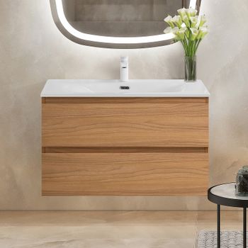 Тумба под раковину Cezares Molveno 80 MOLVENO-80-2C-SO-NC подвесная Noce Chiaro — фото 4, Тумбы под раковину