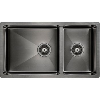 Кухонная мойка Paulmark Gerberg 78/2S Uni PM227844-GM Вороненая сталь — фото 1, Кухонные мойки